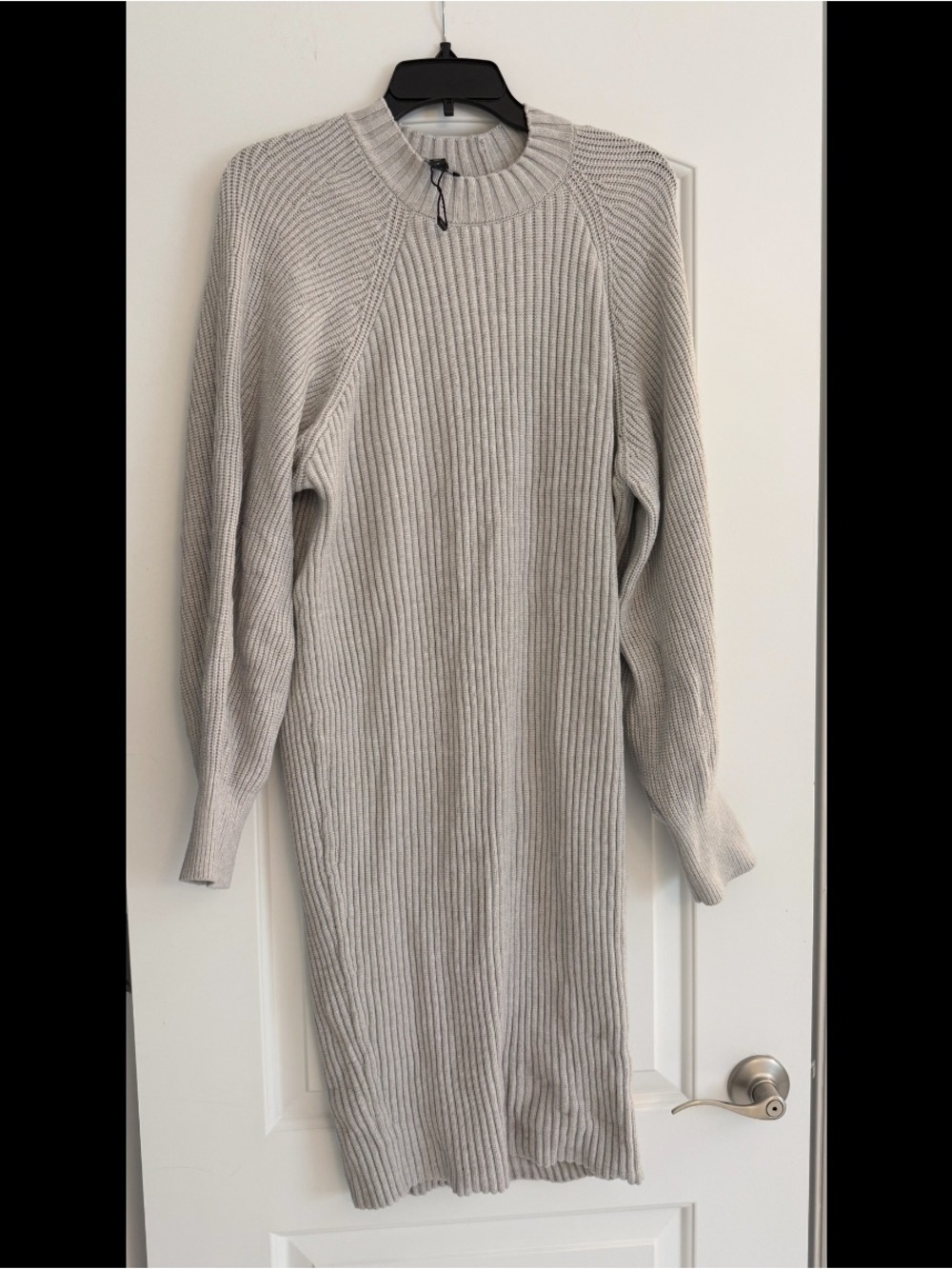 Express Light Gray Ribbed Sweater Dress